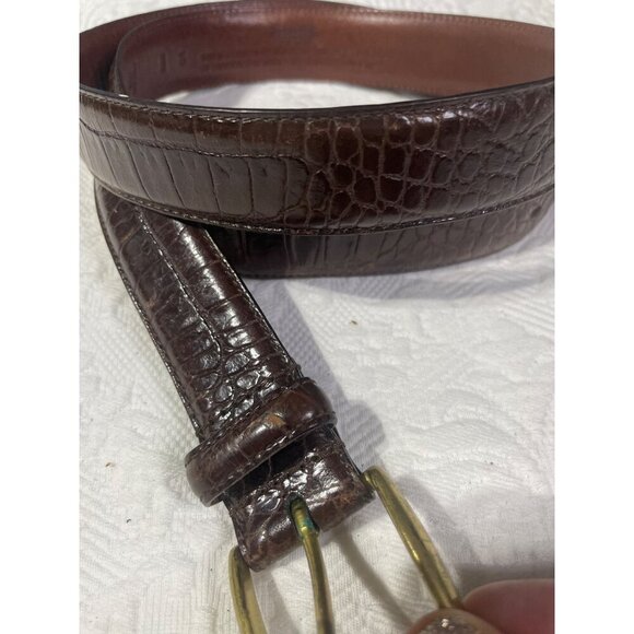 Coach Brown Leather Embossed Belt With Brass Buckle Size 32 - Picture 1 of 7